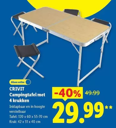 Campingtafel met 4 krukken