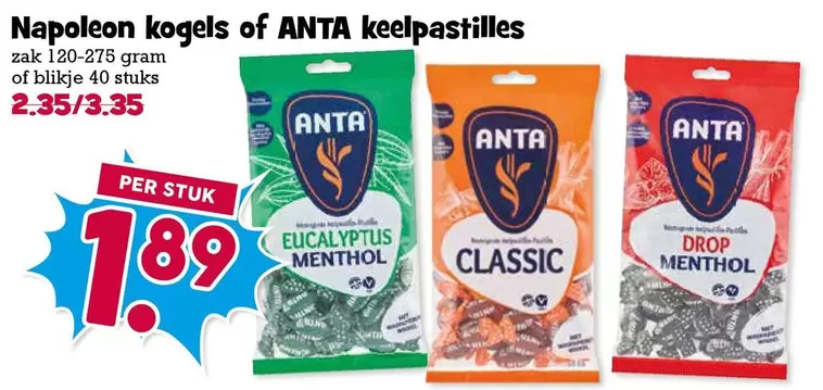 Napoleon - kogels of ANTA keelpastilles