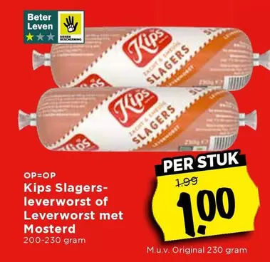 Kips - Slagers-leverworst of Leverworst met Mosterd