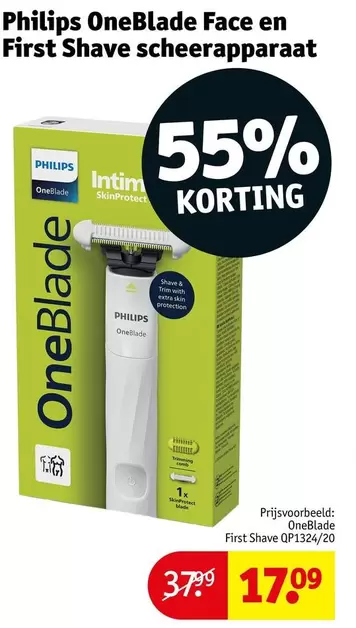 Philips - OneBlade Face en First Shave scheerapparaat QP1324/20