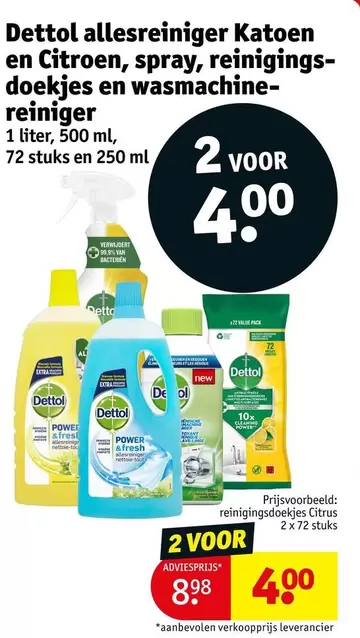 Dettol - allesreiniger Katoen en Citroen, spray, reinigingsdoekjes en wasmachine-reiniger