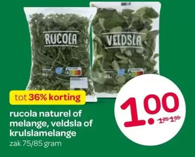 rucola naturel of melange, veldsla of kruslamelange