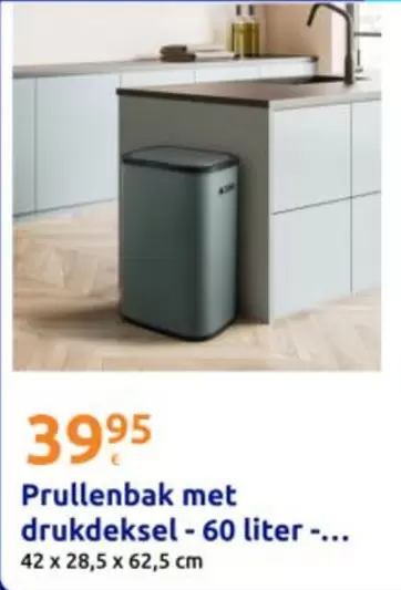 Prullenbak met drukdeksel - 60 liter