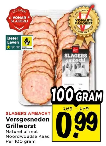 Versgesneden Grillworst Naturel of met Noordwoudse Kaas