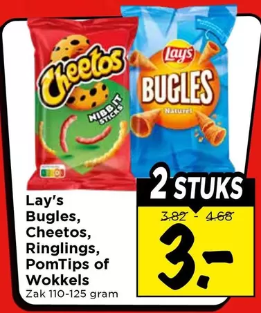 Lay's - Bugles, Cheetos, Ringlings, PomTips of Wokkels