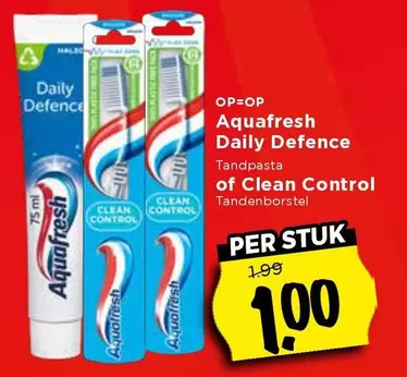 Aquafresh - Daily Defence Tandpasta of Clean Control Tandenborstel