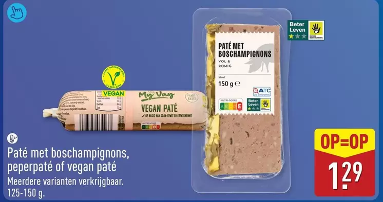 GE - Paté met boschampignons, peperpaté of vegan paté