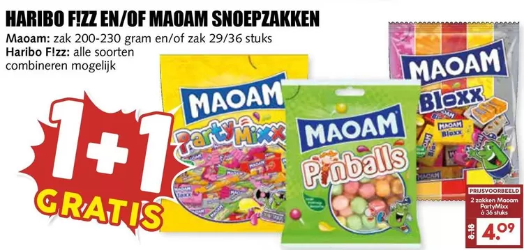 Haribo - FIZZ EN/OF MAOAM SNOEPZAKKEN
