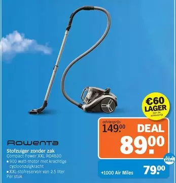 Rowenta - Stofzuiger zonder zak Compact Power XXL RO4B30