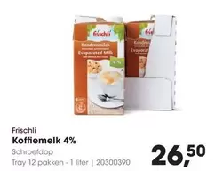 Koffiemelk 4% Schroeidop Tray 12 pakken - 1 liter
