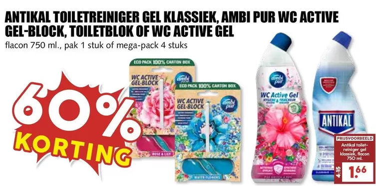 rose - Toiletreiniger Gel Klassiek, Ambi Pur WC Active Gel-Block, Toiletblok of WC Active Gel