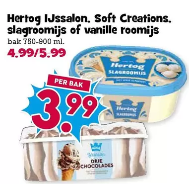IJssalon, Soft Creations, slagroomijs of vanille roomijs