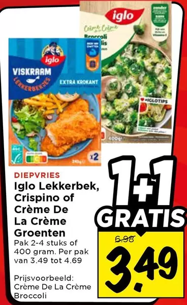 extra - Iglo Lekkerbek, Crispino of Crème De La Crème Groenten