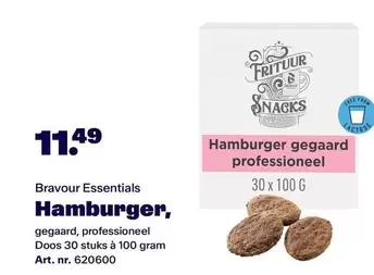 Hamburger, gaar, professioneel Doos 30 stuks à 100 gram Art. nr. 620600