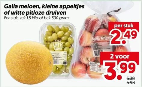 Galia meloen, kleine appeltjes of witte pitloze druiven
