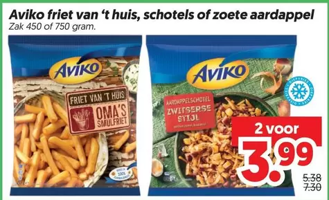 Aviko friet van 't huis, schotels of zoete aardappel