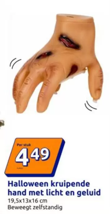 Halloween kruipende hand met licht en geluid