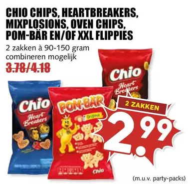 CHIPS, HEARTBREAKERS, MIXPLOSIONS, OVEN CHIPS, POM-BÄR EN/OF XXL FLIPPIES