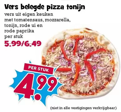 Vers belegde pizza tonijn