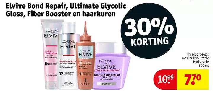 Elvive - Bond Repair, Ultimate Glycolic Gloss, Fiber Booster en haarkuren