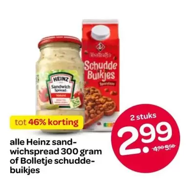 Heinz - sandwichspread or Bolletje schuddebuikjes
