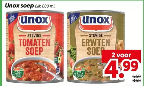 extra - Unox soep Blik 800 ml.