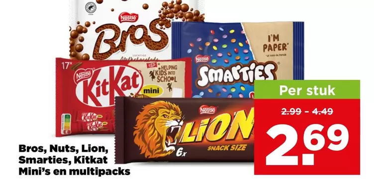 Snack - Bros, Nuts, Lion, Smarties, Kitkat Mini's