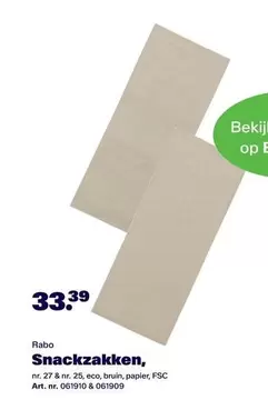 Bruin - Snackzakken, nr. 27 & nr. 25, eco, bruin, papier, FSC