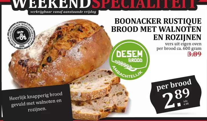 BOONACKER RUSTIQUE BROOD MET WALNOTEN EN ROZIJNEN