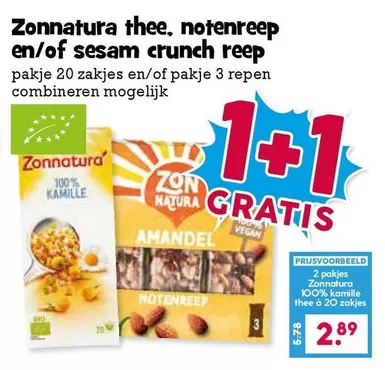 Natura - Zonnatura thee, notenreep en/of sesam crunch reep