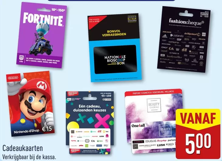 Nintendo - Fortnite, Fashioncheque, Nation, eShop, One4all, Bol.com Cadeaukaart