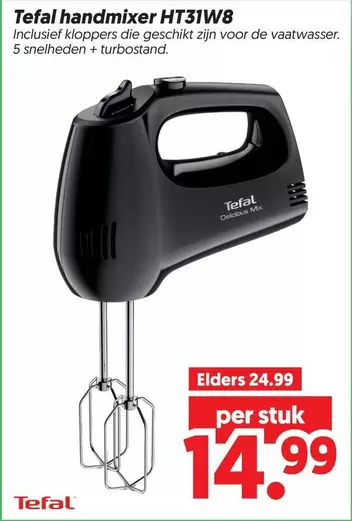 Tefal - handmixer HT31W8