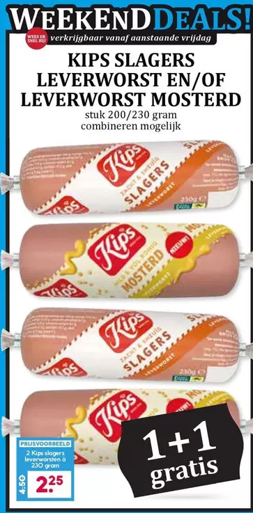 Kips -  Slagers Leverworst en/of Leverworst Mosterd