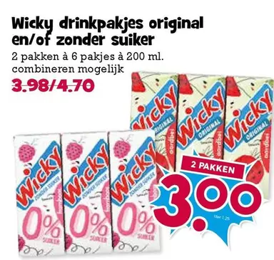 Wicky drinkpakjes original en/of zonder suiker