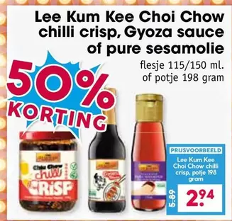 Lee -  Kum Kee Choi Chow chilli crisp, Gyoza sauce of pure sesamolie