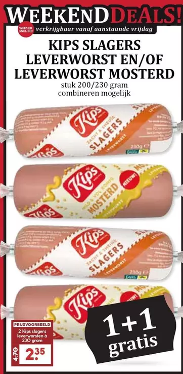 Kips -  Slagers Leverworst en/of Leverworst Mosterd