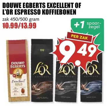 Douwe Egberts - EXCELLENT OF L'OR ESPRESSO KOFFIEBONEN
