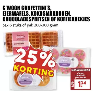 G'WOON CONFETTINI'S, EIERWAFELS, KOKOSMAKRONEN, CHOCOLADESPRITSSEN OF KOFFIEKOEKJES