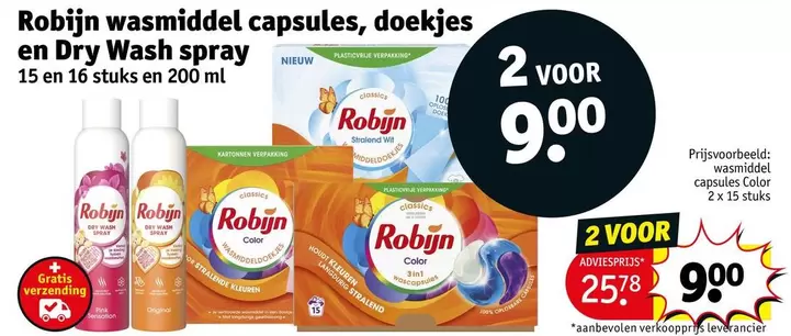 Pink - wasmiddel capsules en Dry Wash spray