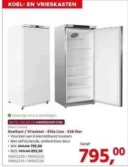 Elite - Koelkast / Vrieskast - Line - 526 liter