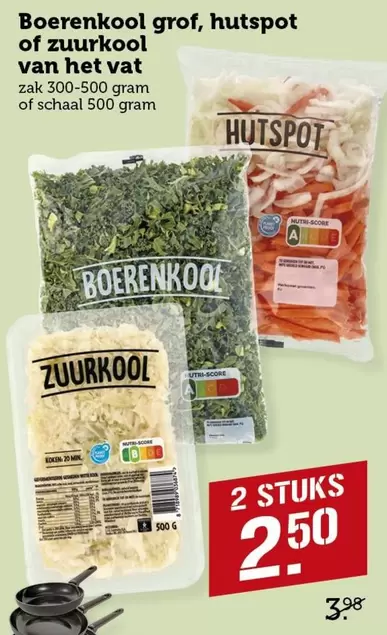 Boerenkool grof, hutspot of zuurkool van het vat