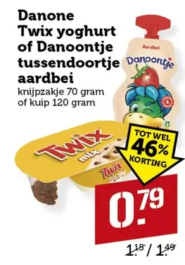 Danone - Twix yoghurt of Danootje tussendoortje aardbei