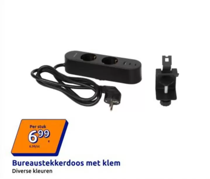 Bureaustekkerdoos met klem