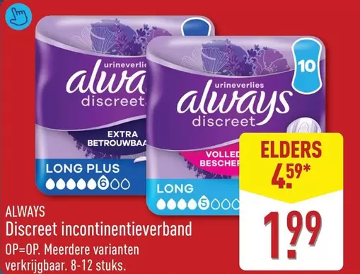 Always - Discreet incontinentieverband Long Plus