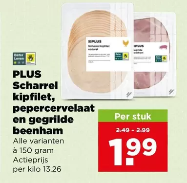 Natural - Scharrrel kipfilet, pepercervelaat en gegrilde beenham