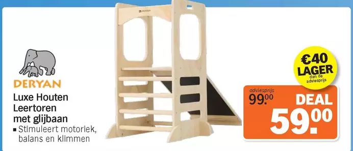 De - Luxe Houten Leertoren met glijbaan
