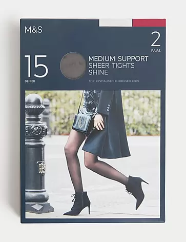 Set van 2 doorzichtige panty's met gemiddelde ondersteuning (15 denier)