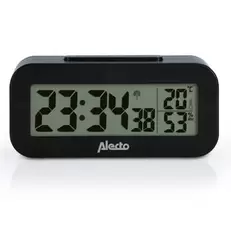 Wekker met thermometer en hygrometer Alecto Zwart