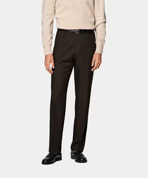 Dark Brown Straight Leg Trousers