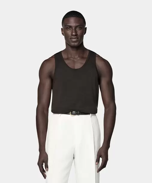 Dark Brown Knitted Tank Top